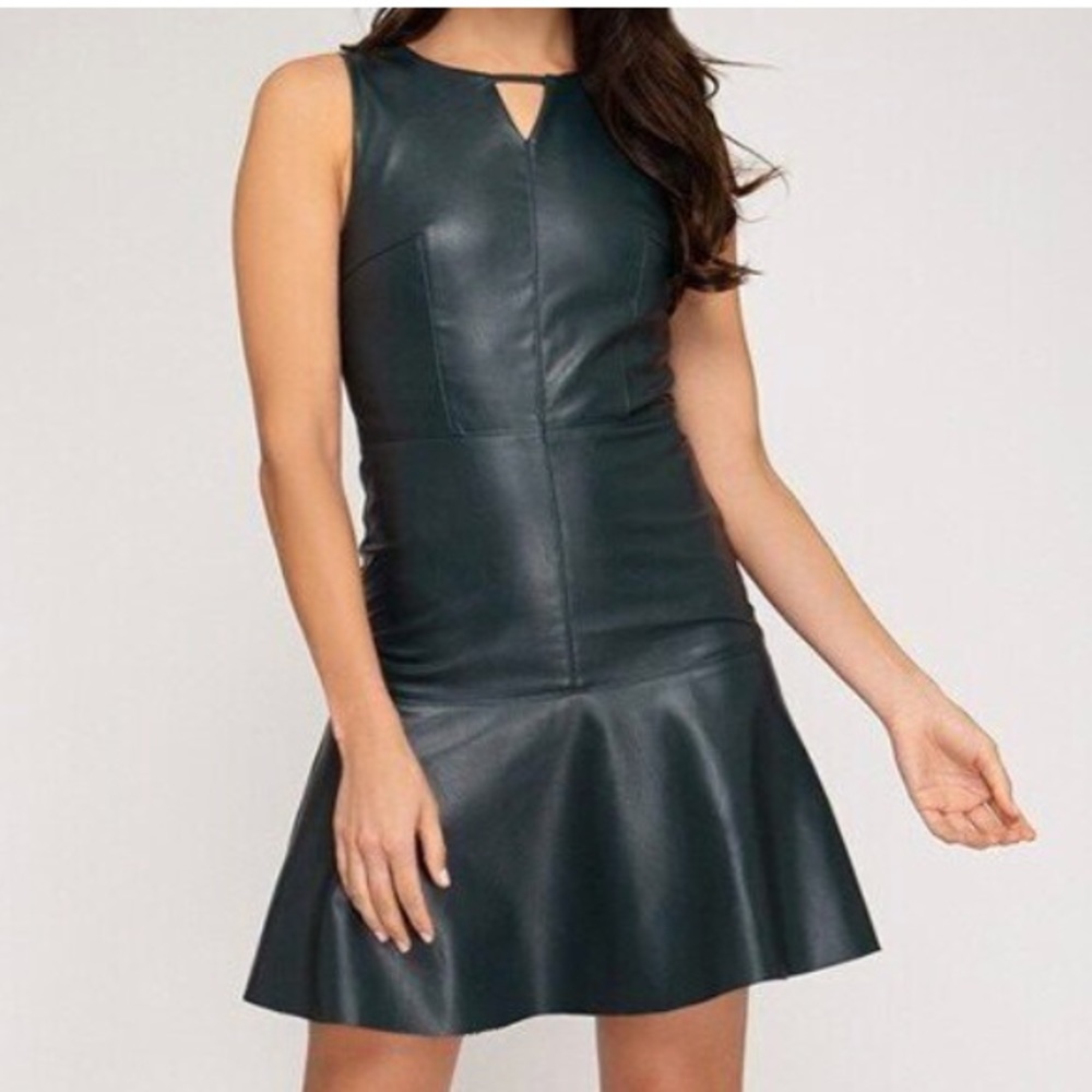 Black faux leather dress